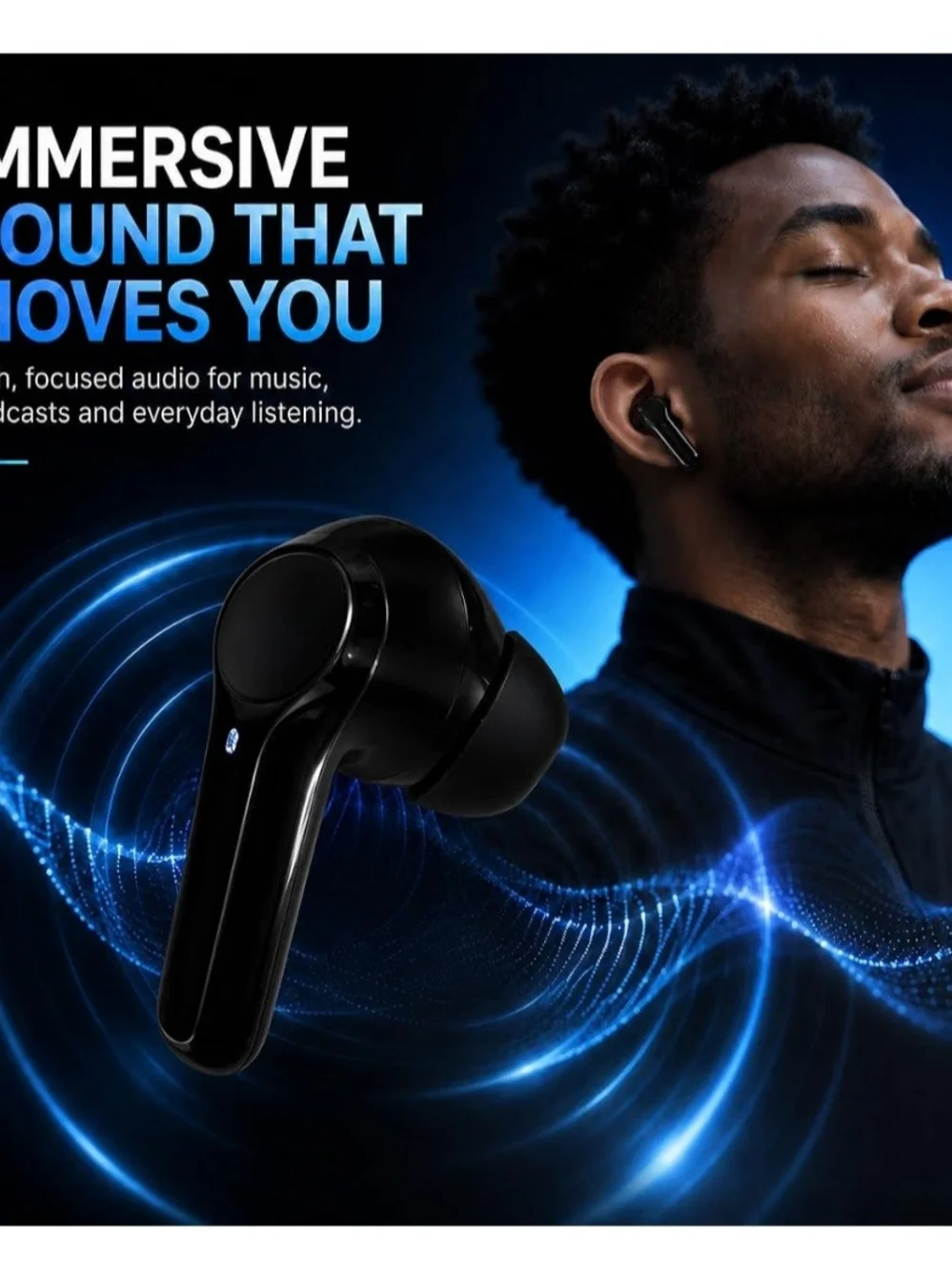 Amazon True Wireless Bluetooth Earbuds in Black with Charging Case